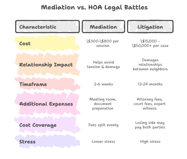Cost Comparison: Mediation Vs. HOA Legal Battles