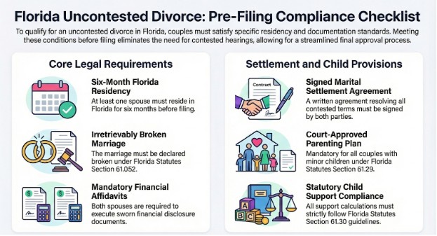 Florida Uncontested Divorce Requirements: Residency, Grounds, and Filing Conditions