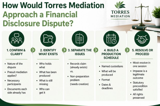 How Would Torres Mediation Approach a Financial Disclosure Dispute?